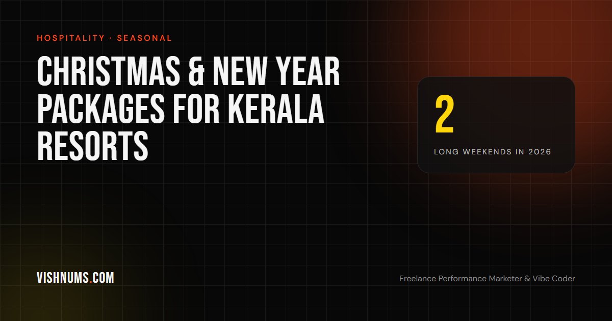 Christmas and New Year packages for Kerala resorts guide cover, showing a week-by-week plan to sell year-end packages in 2026