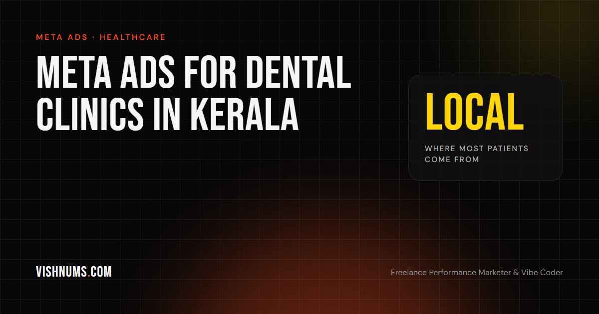 Meta ads for dental clinics in Kerala guide cover, covering Facebook and Instagram ads for implants, aligners and other dental treatments