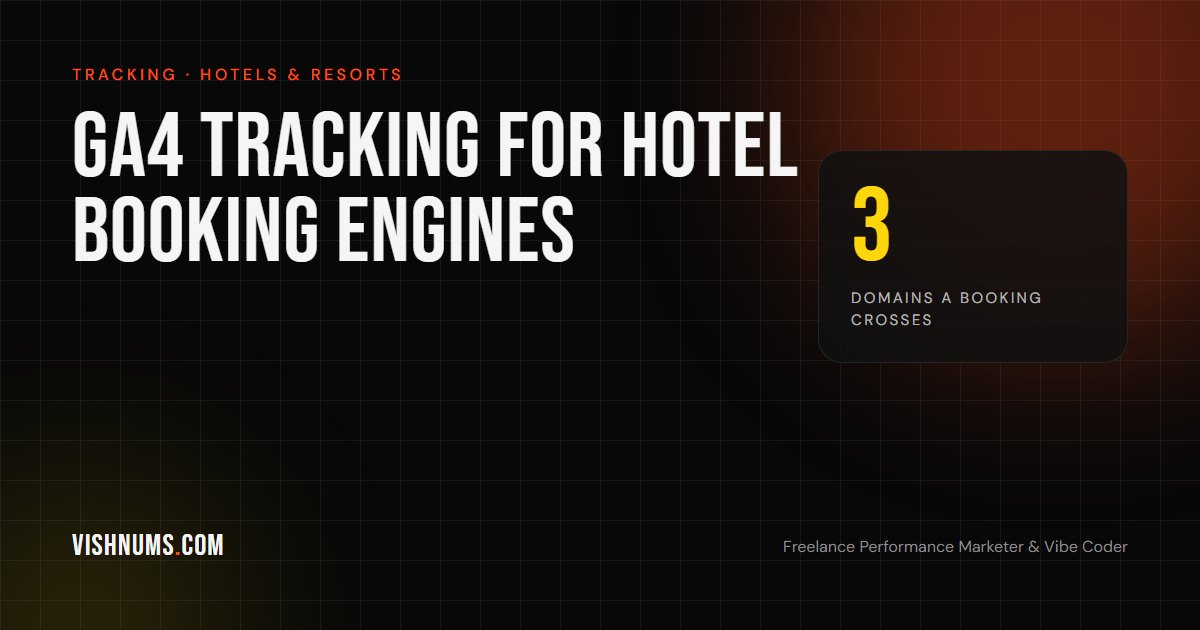 GA4 tracking for hotel booking engines guide cover, explaining why bookings do not show up in Google Analytics