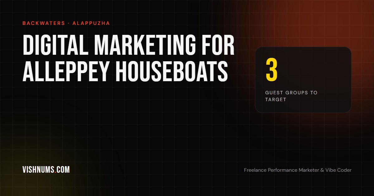 Digital marketing for Alleppey houseboats guide cover, about winning direct bookings over brokers
