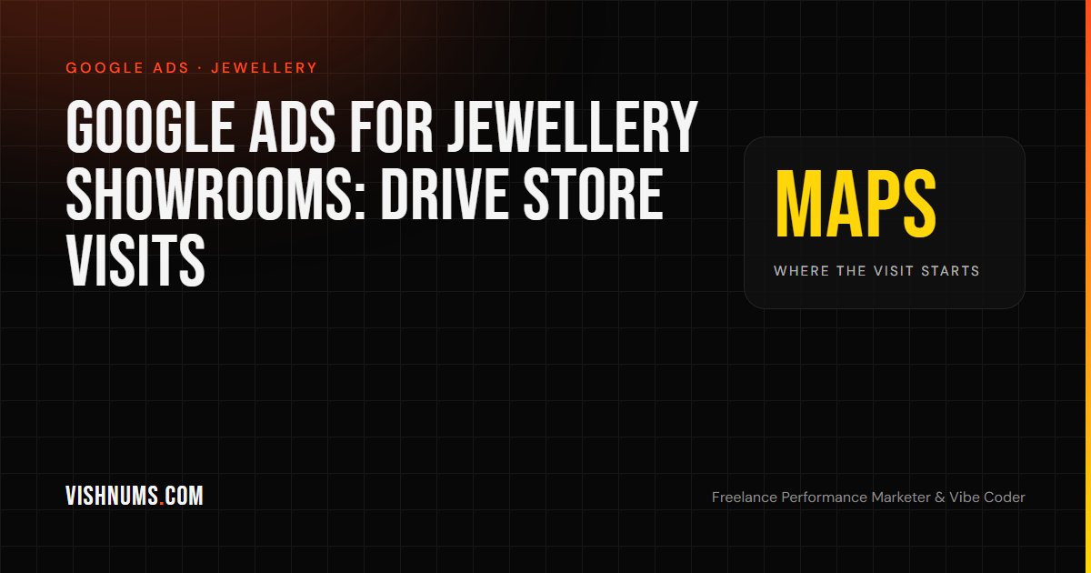 Google Ads for jewellery showrooms guide cover, covering Performance Max store goals, Google Maps and measuring showroom visits in India