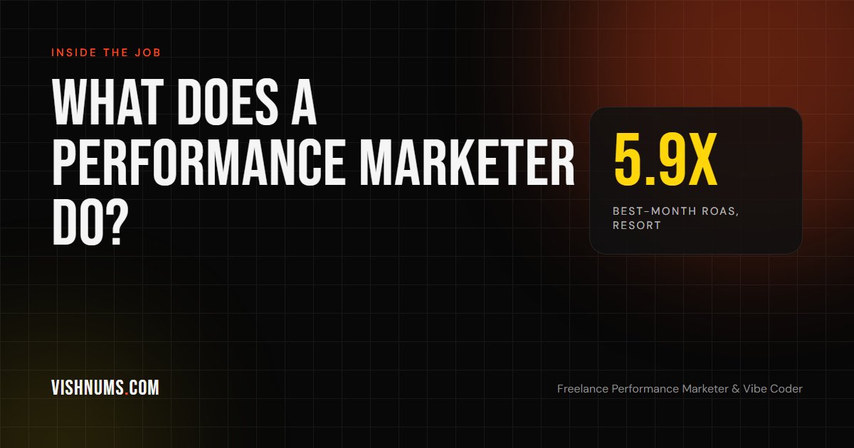 What does a performance marketer do article cover, with a 5.9x best-month ROAS for a Munnar resort